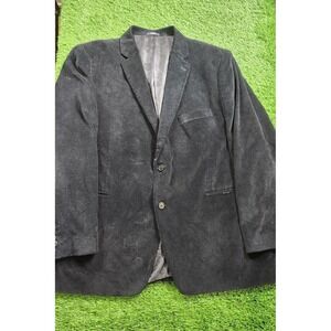Adolfo Sport Coat Mens 50R Black Corduroy Two Button Blazer Jacket Lined